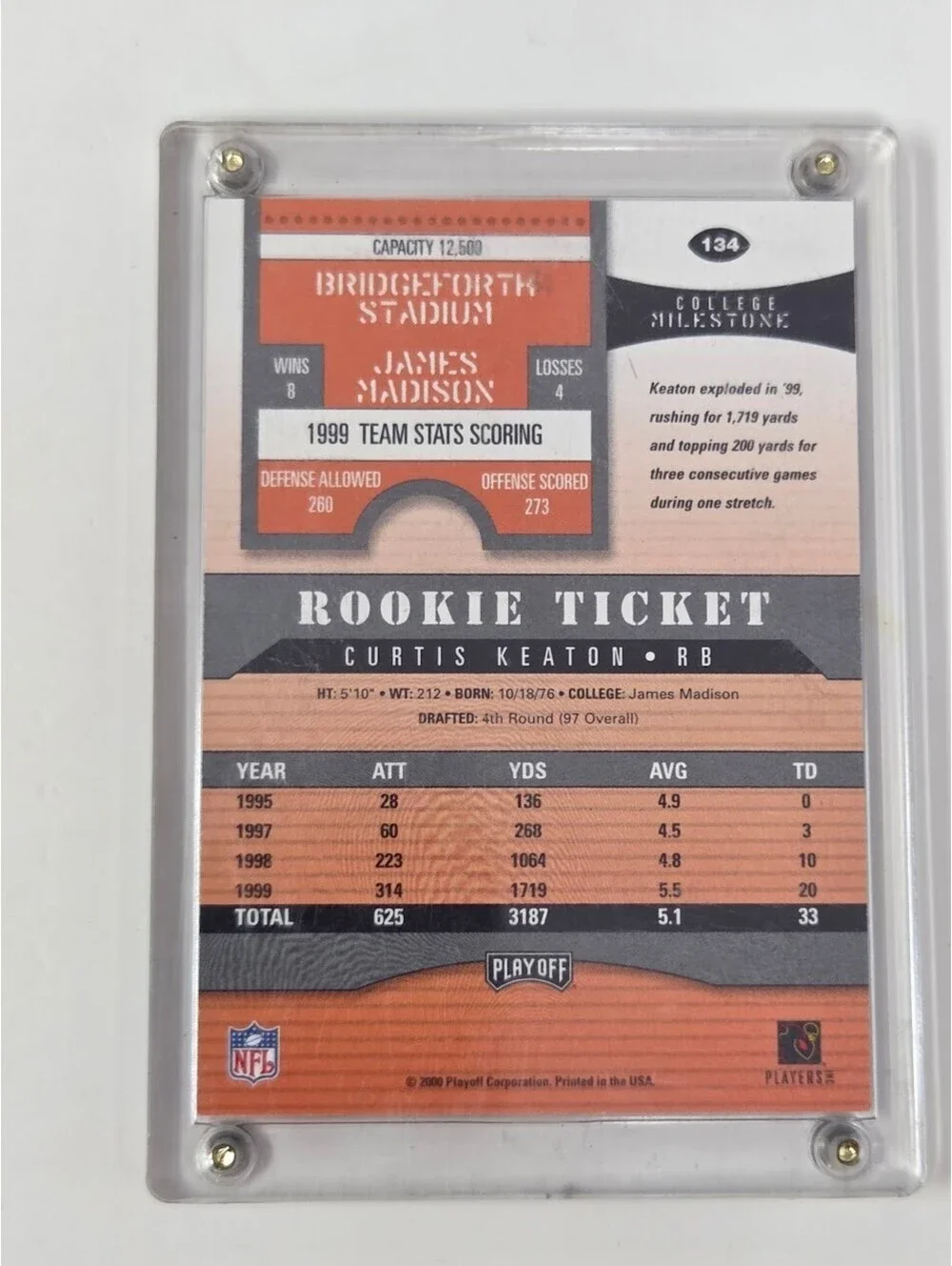 2000 Playoff Contenders - Rookie Ticket Curtis Keaton #134 (AU, RC)